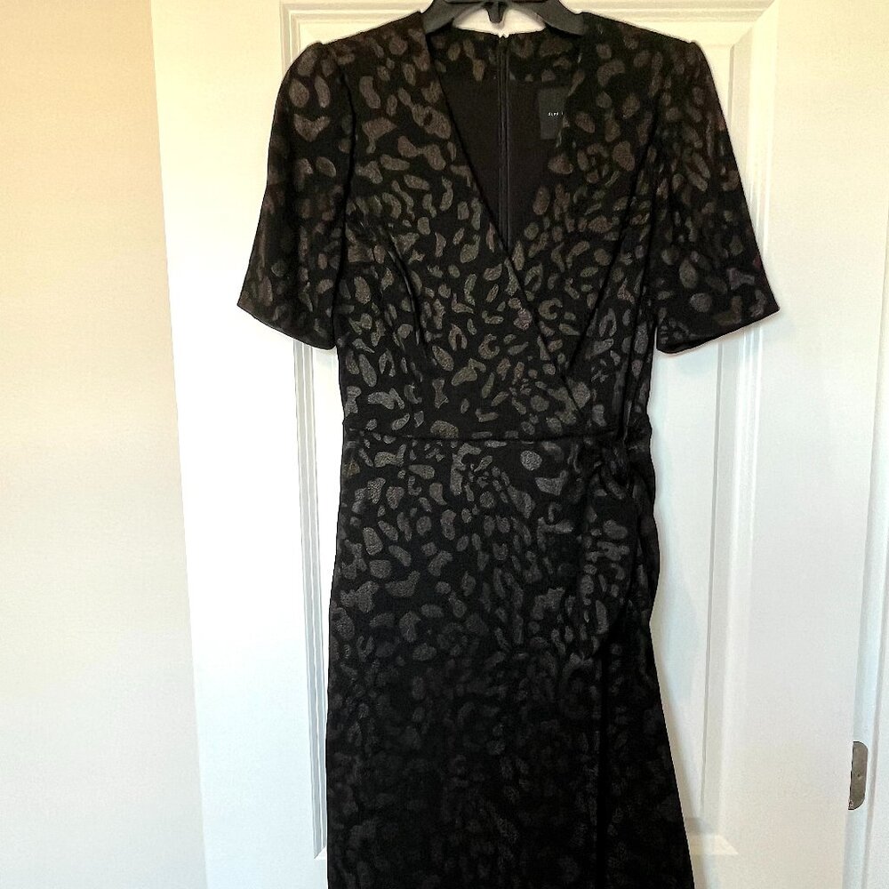 Alex Marie Black Leopard Print Wrap Dress – Size 4